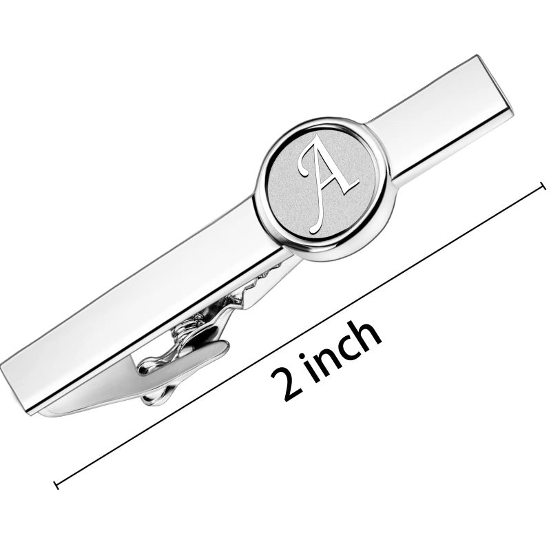 AMITER 2 inch 26 Letter Silver Tie Clip for Men Wedding Business Necktie Accessory - Image 3